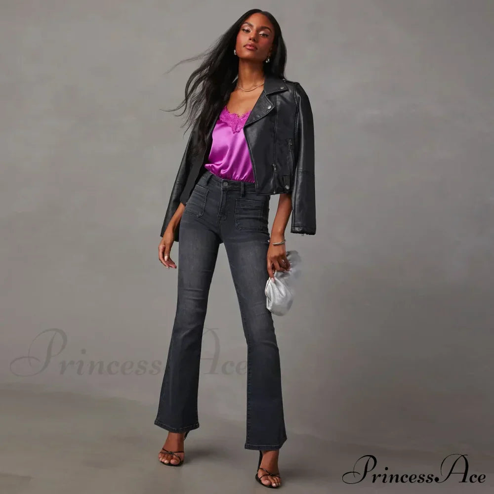 High Stretch Flare Women Boot Cut Fashion Slim Denim Flare Pants Autumn Winter Casual Ladies Trousers S-2XL Jean