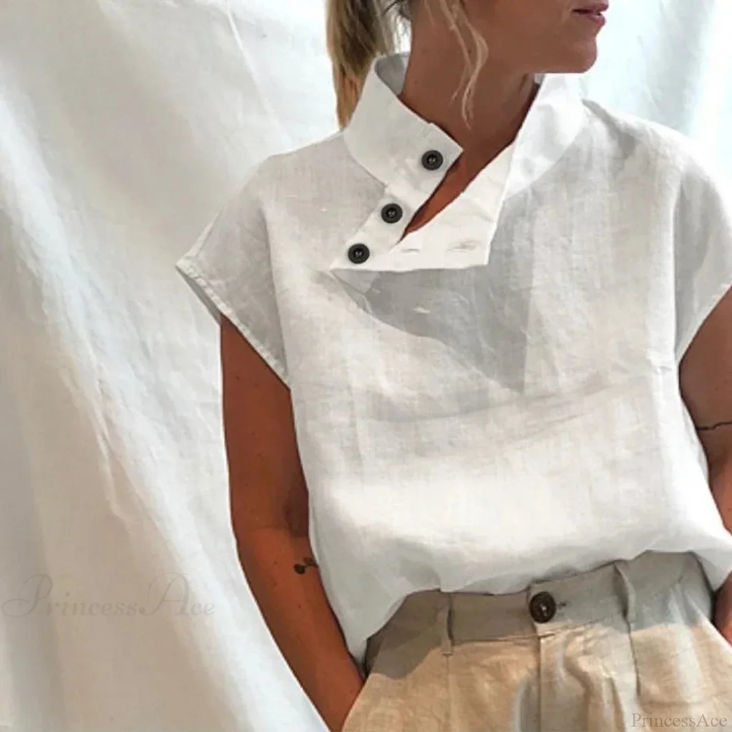 Cotton Loose White Blouse Summer Blouse