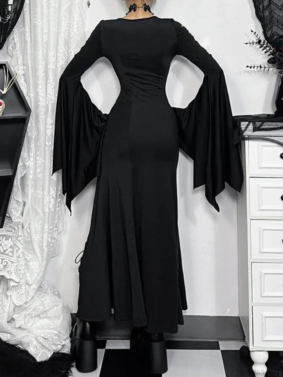 Dress Hollow Blaze Sleeve Tall Waist Maxi Garb