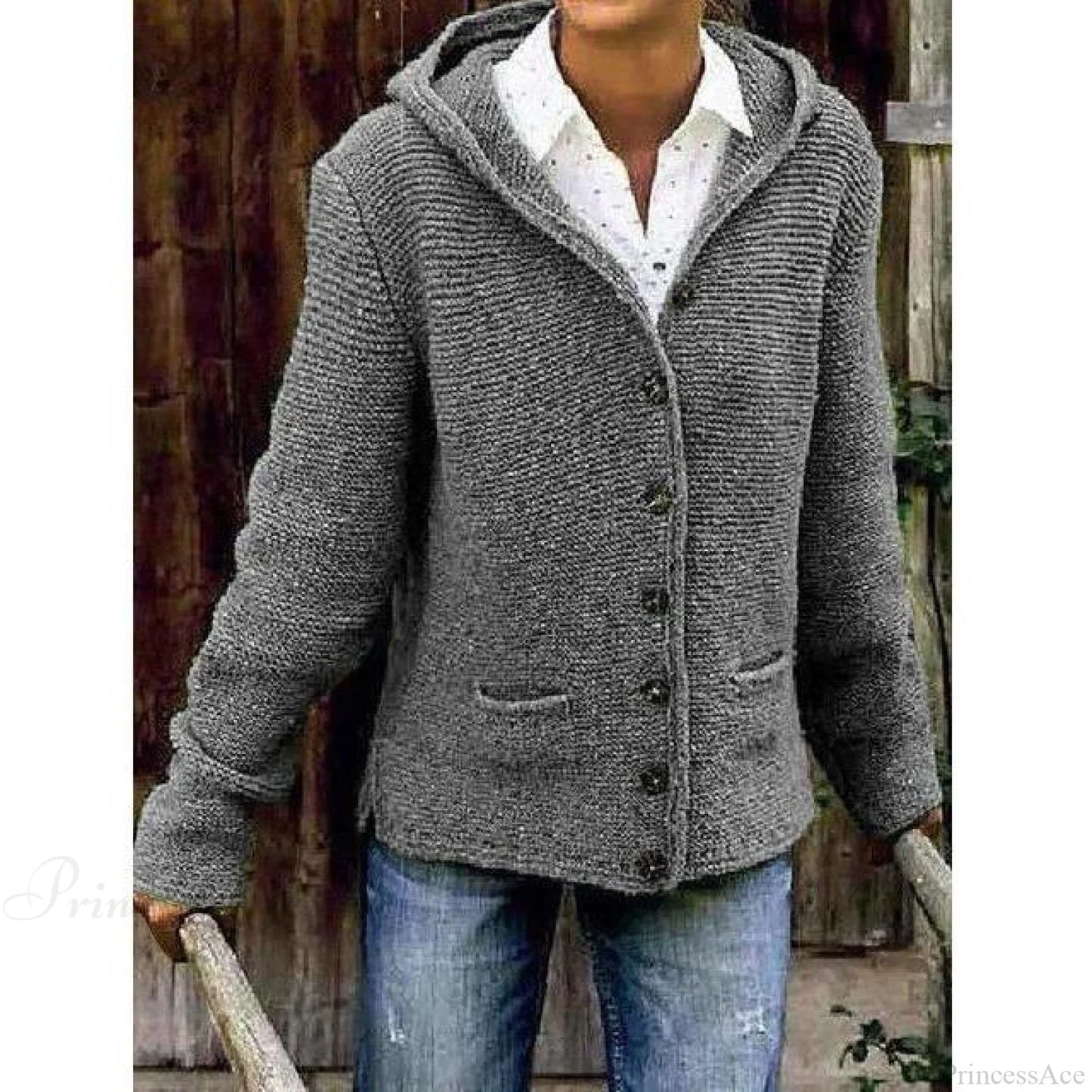 Knitted Hooded Vintage Cardigan