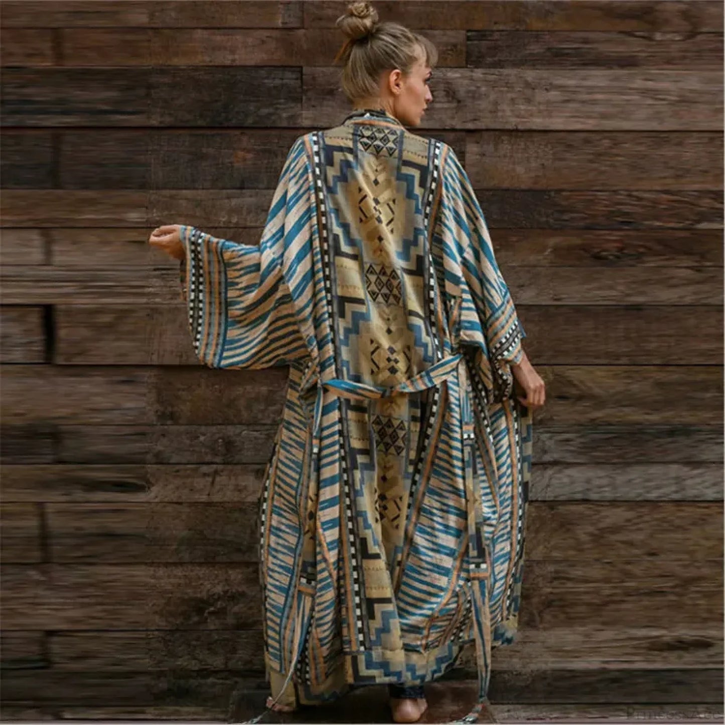 Orange Floral Cotton Kimono Beach Cover up Boho