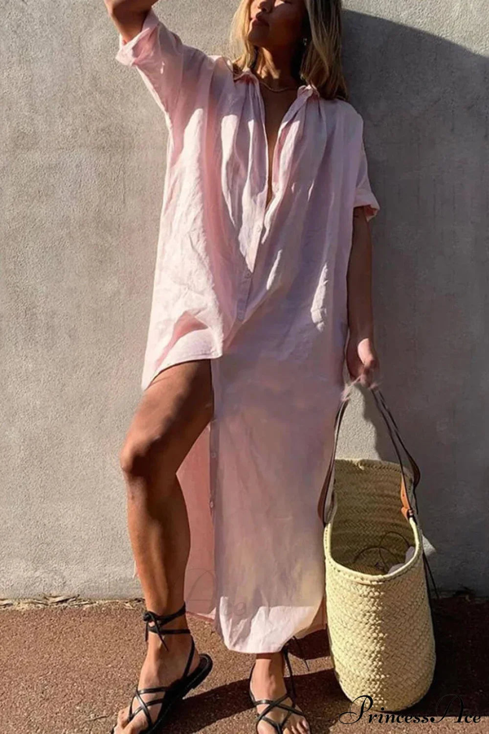 Simple Concept Stylish Maxi Shirt Dress
