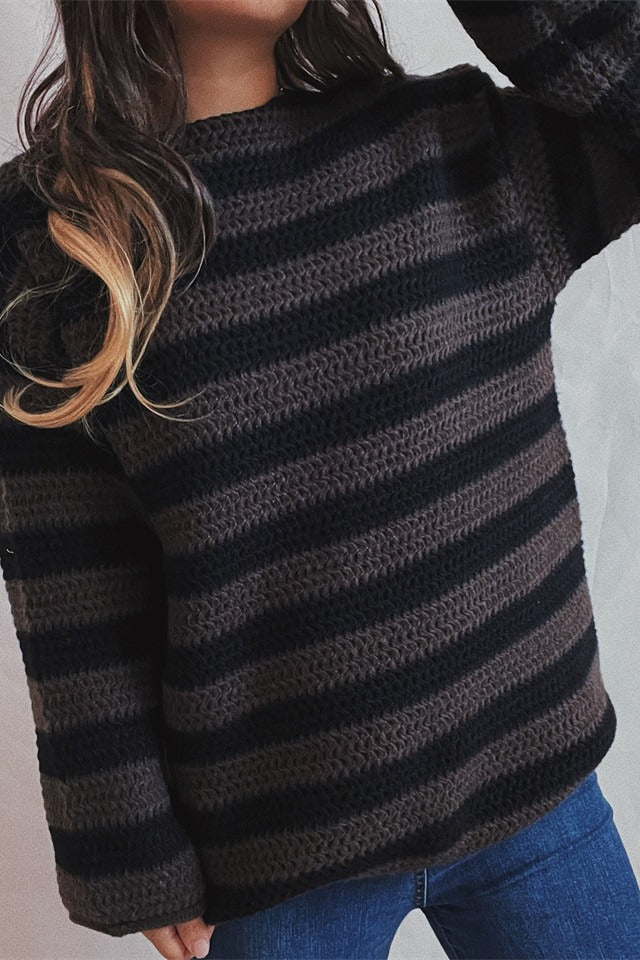 Striped Knit Casual Loose Sweater