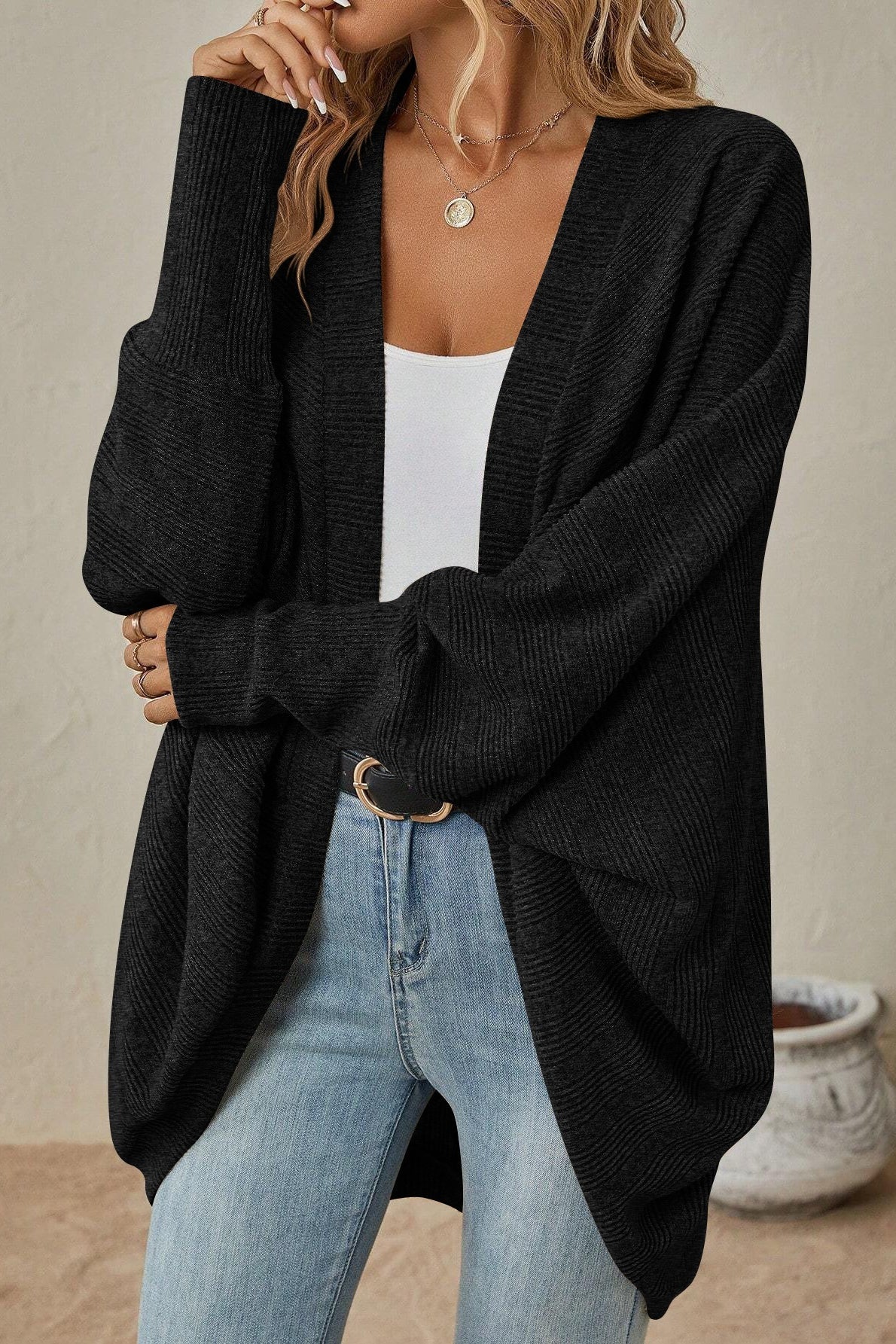 Autumn-Winter New Solid Color Midi Knit Cardigan