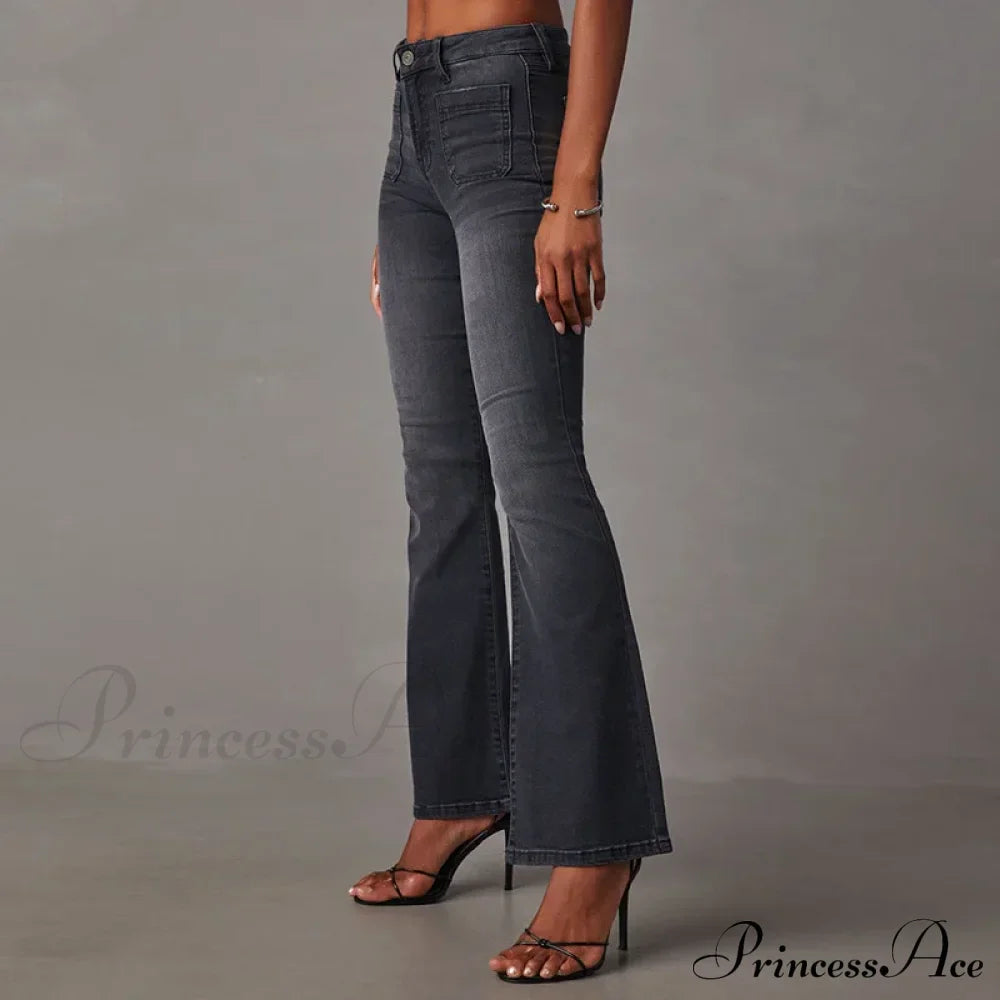 High Stretch Flare Women Boot Cut Fashion Slim Denim Flare Pants Autumn Winter Casual Ladies Trousers S-2XL Jean