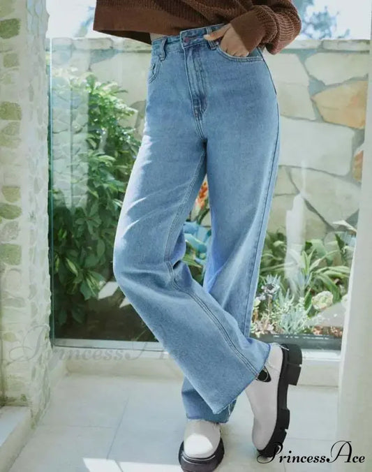 New Casual For Women High Waist Loose Denim Straight Leg Fashion Street Female Jean