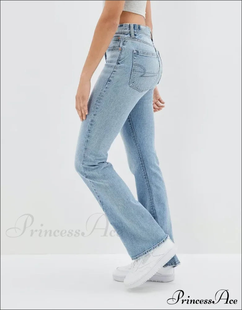 New Slit Slim Flare Women's High Waist Fashion Flared Pants Streetwear Jean