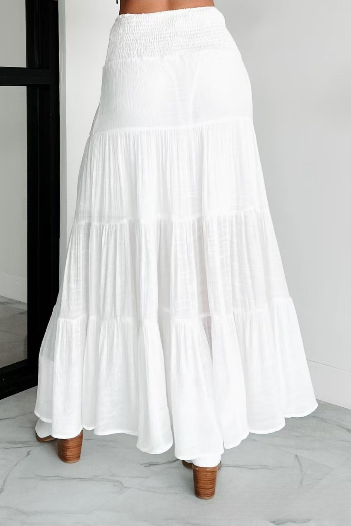 Boho Chic High Waisted Contrast Drawstring A Line Maxi Skirt