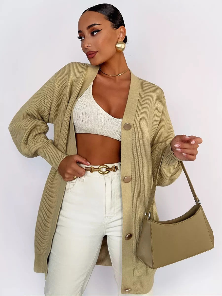 Solid Loose Knit Cardigan
