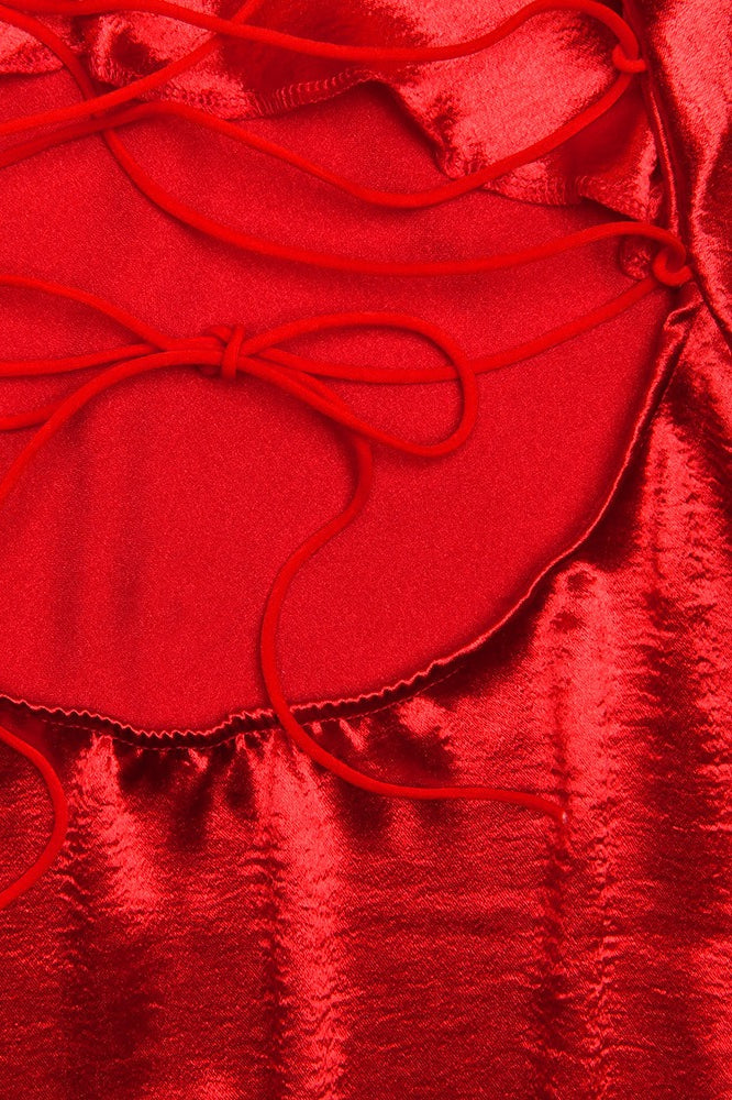 Sexy Cami Backless Satin Mini Dress