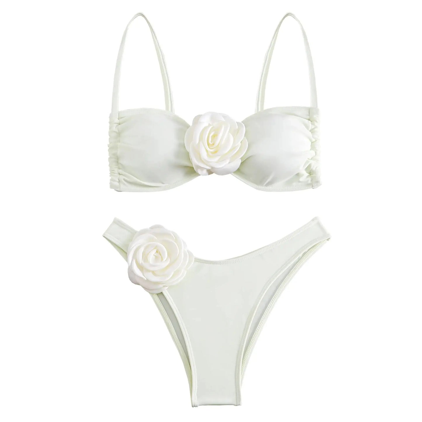 3D Floral Halter Bikini Set