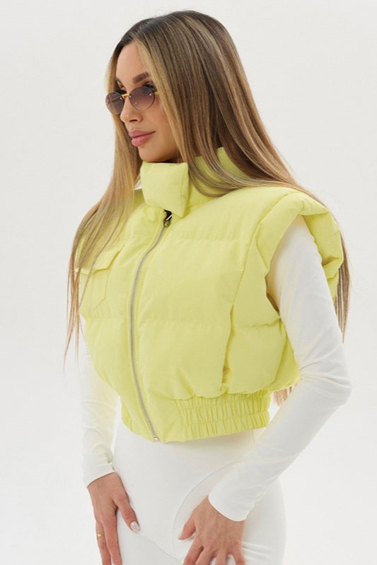 Cute Stand-collar Solid Short Slim Vest
