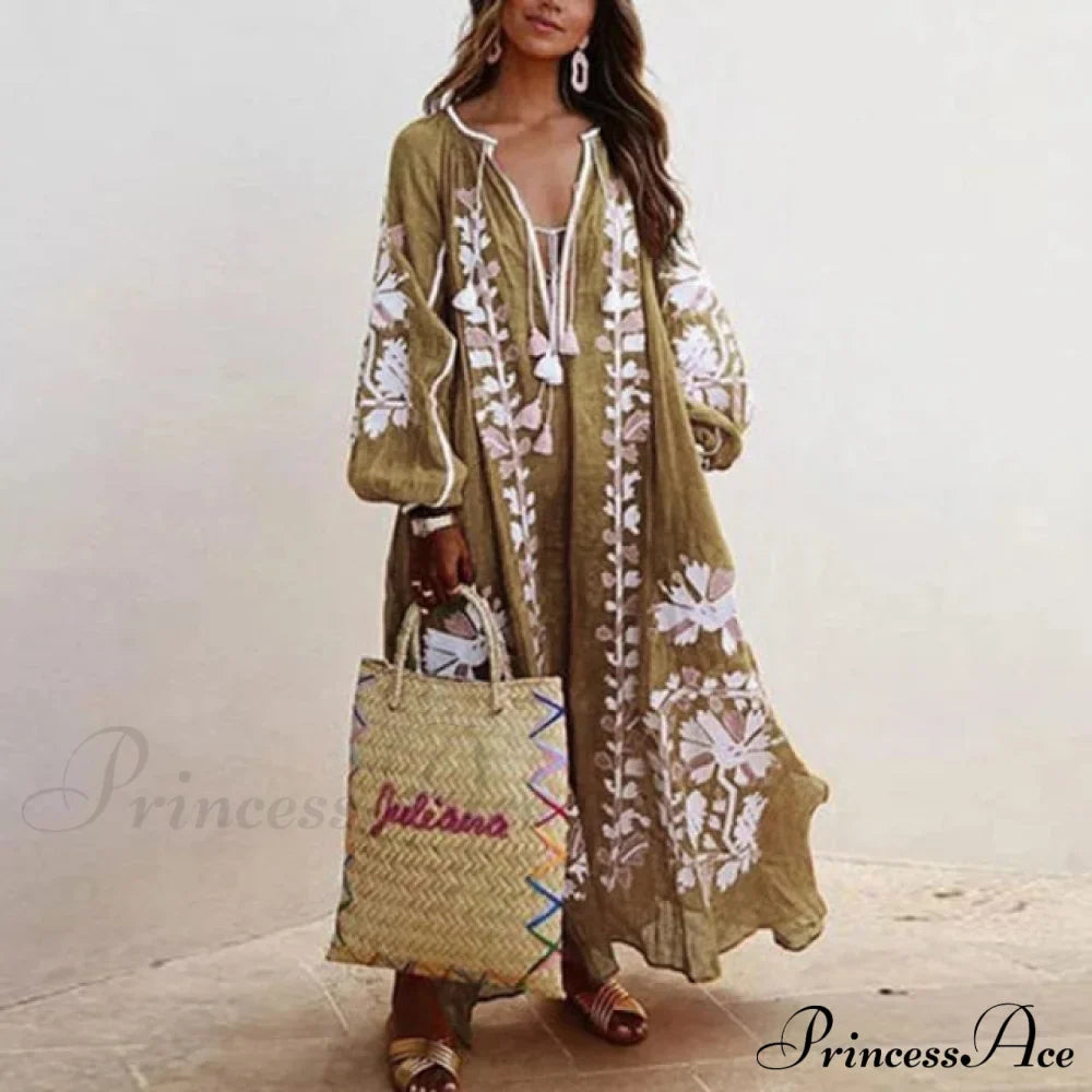 Autumn Vintage Long Lantern Sleeve Ladies Dresses