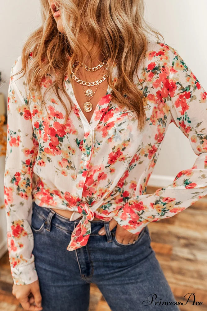Blouse Chest Flowered Design with Pocket