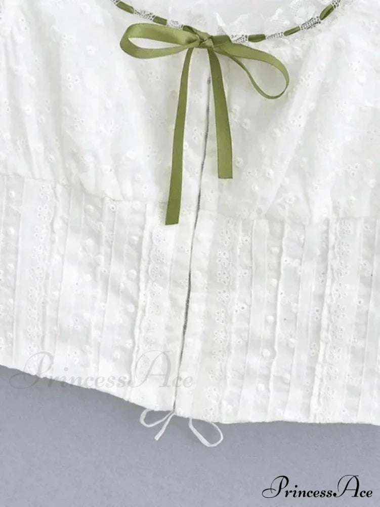Broderie Lace Trim Trendy Crop Tank Top
