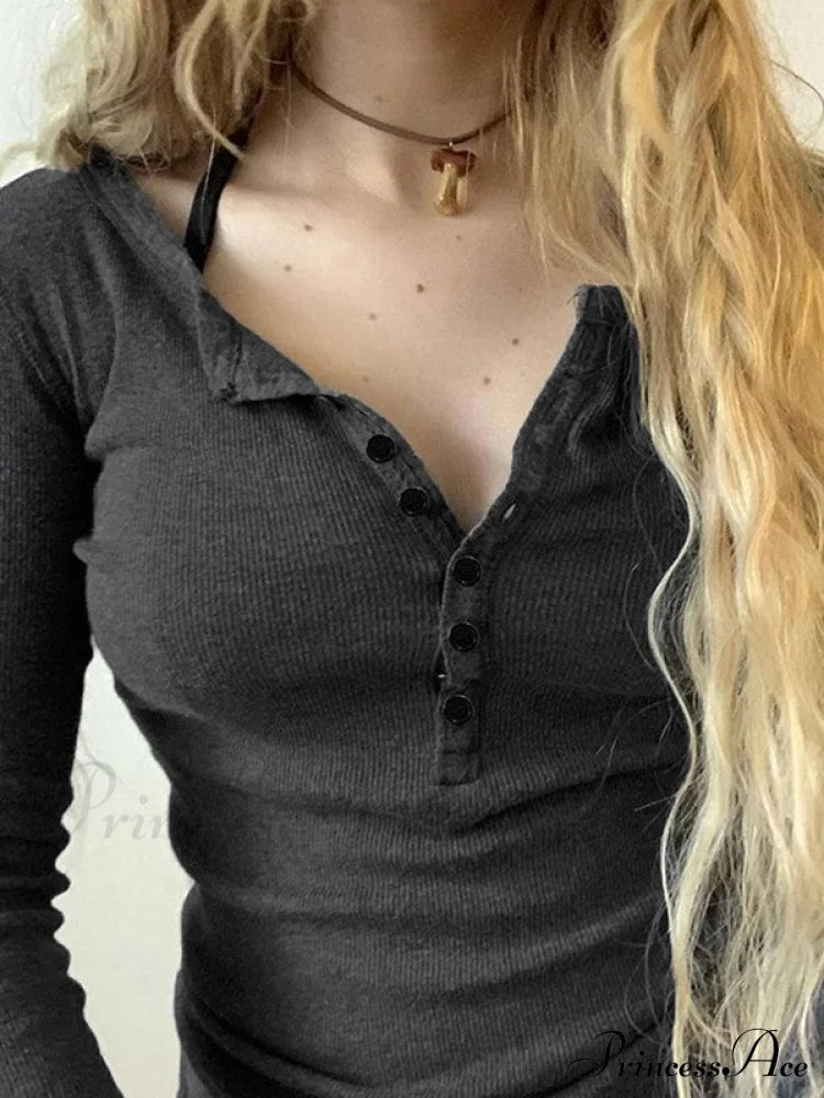 Minimalist Versatile Buttoned Knit Top