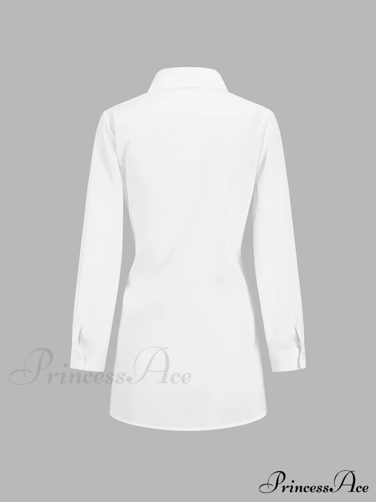 Button Down Graceful Tied Long Shirt