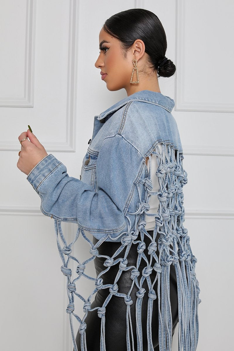 Blue Washed Denim Oversized Jacket