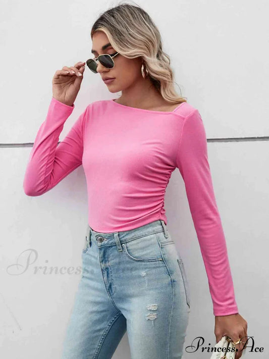 Casual Arm Neck Long Top Basic Asymmetrical T-Shirt