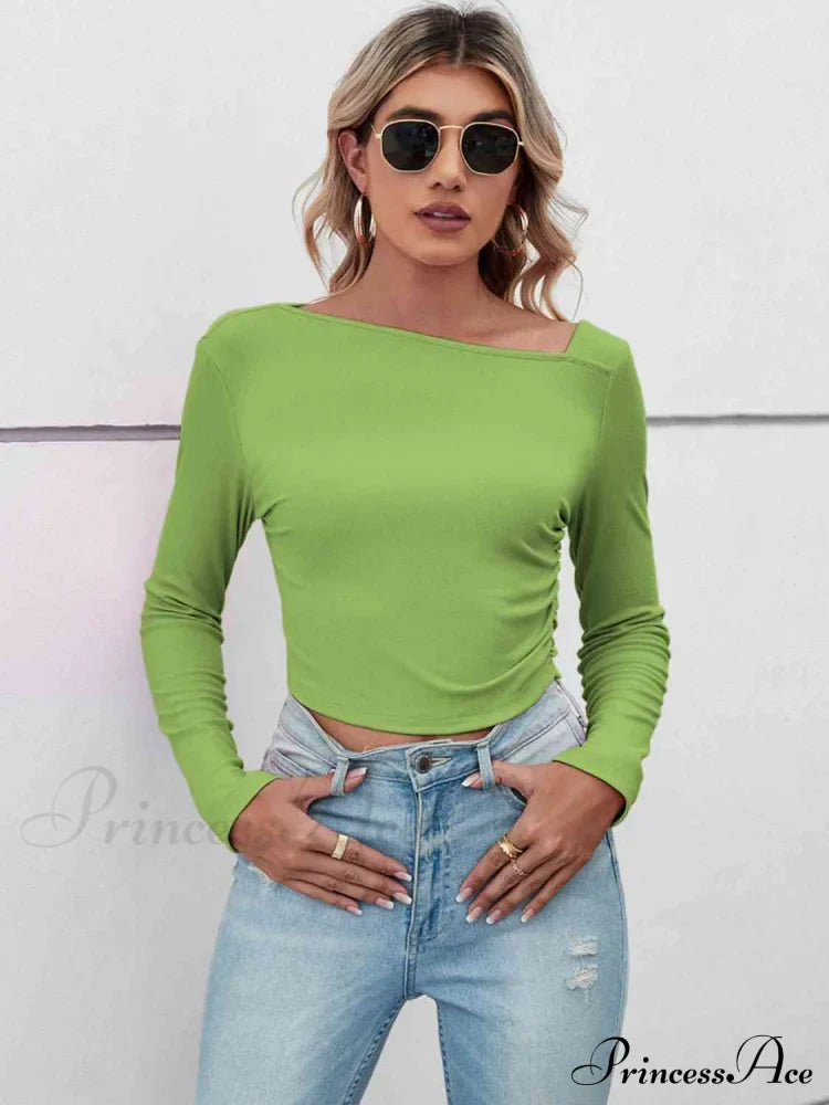 Casual Arm Neck Long Top Basic Asymmetrical T-Shirt