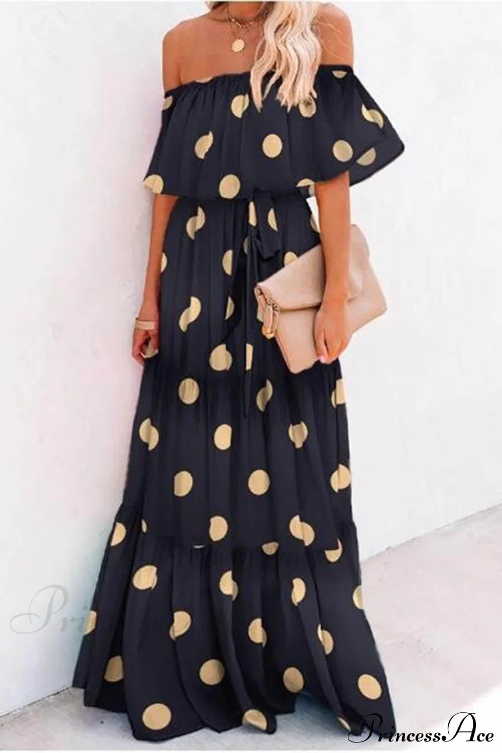 Chest Wrap Printed Charming Full Skirt Dress