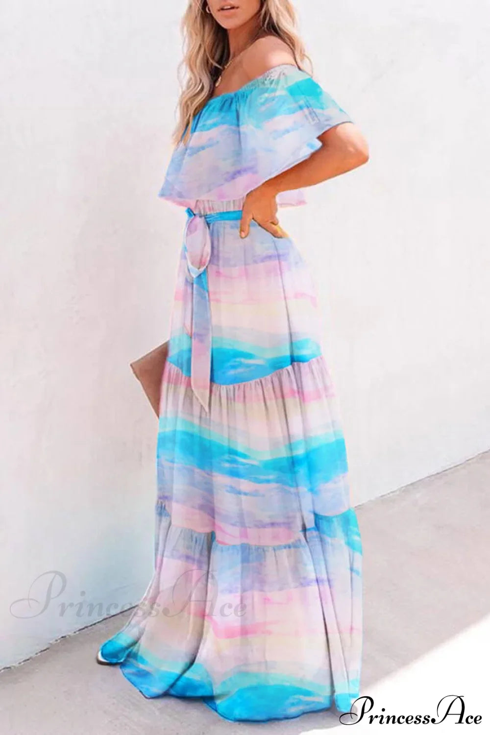 Chest Wrap Printed Charming Full Skirt Dress