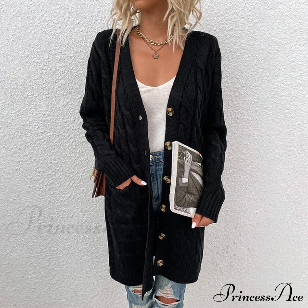 Color Solid Knitted Cardigan