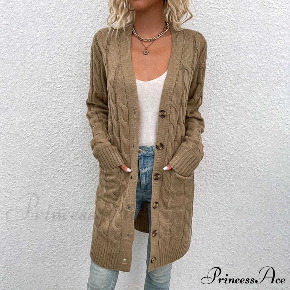 Color Solid Knitted Cardigan