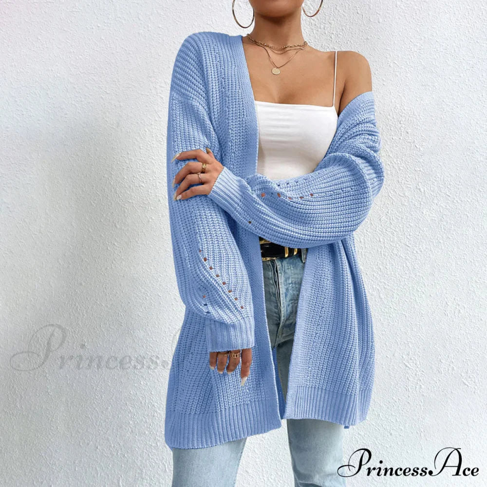 Colour Knitted Solid Cardigan