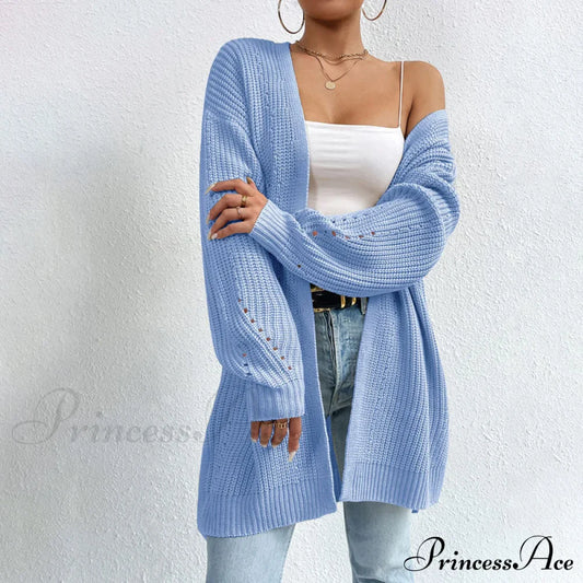 Colour Knitted Solid Cardigan