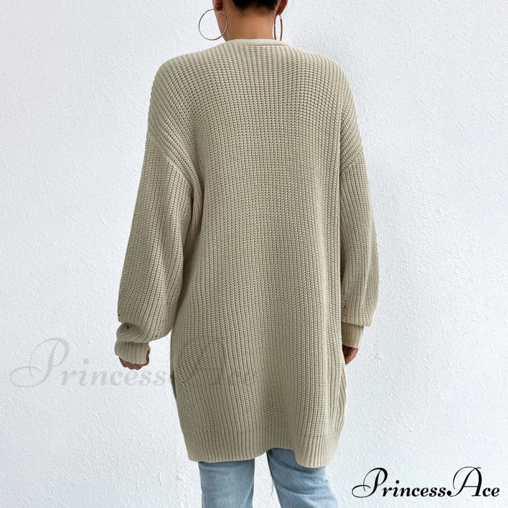 Colour Knitted Solid Cardigan