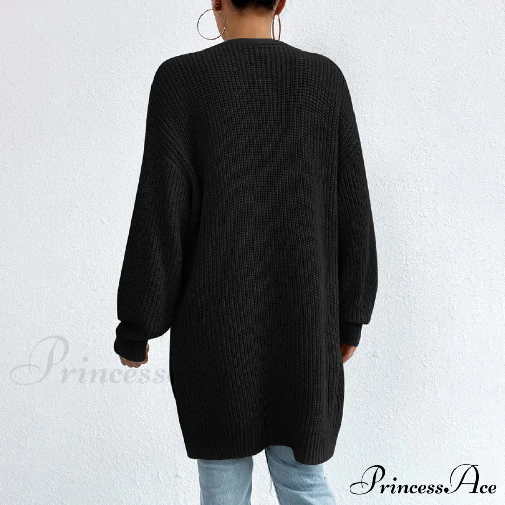 Colour Knitted Solid Cardigan