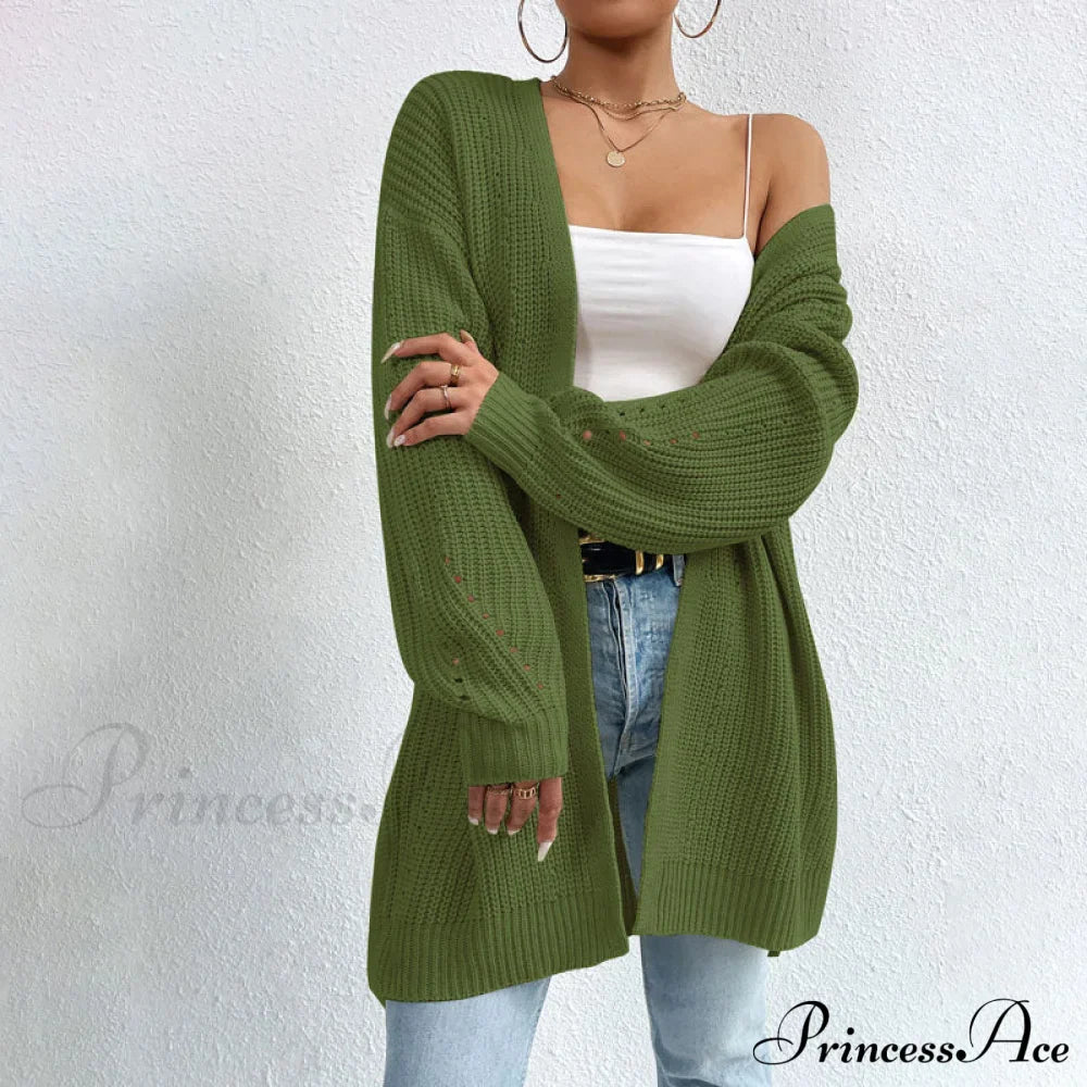 Colour Knitted Solid Cardigan