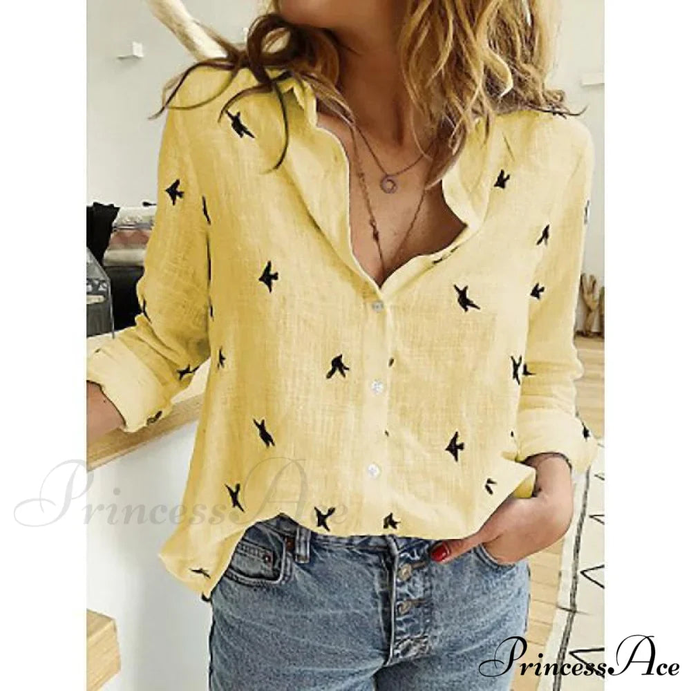 Cotton Linen Vintage Flower Print Blouse