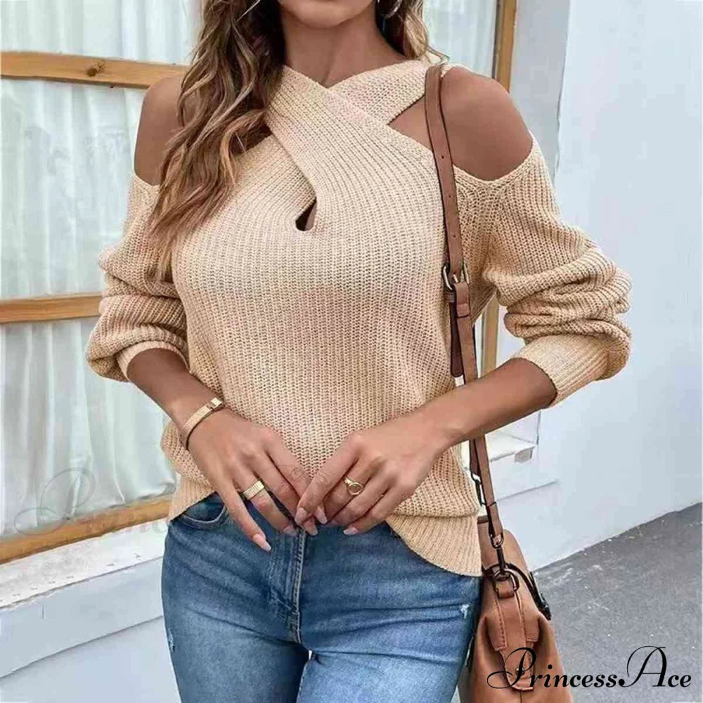 Crisscross Cold-Shoulder Sweater