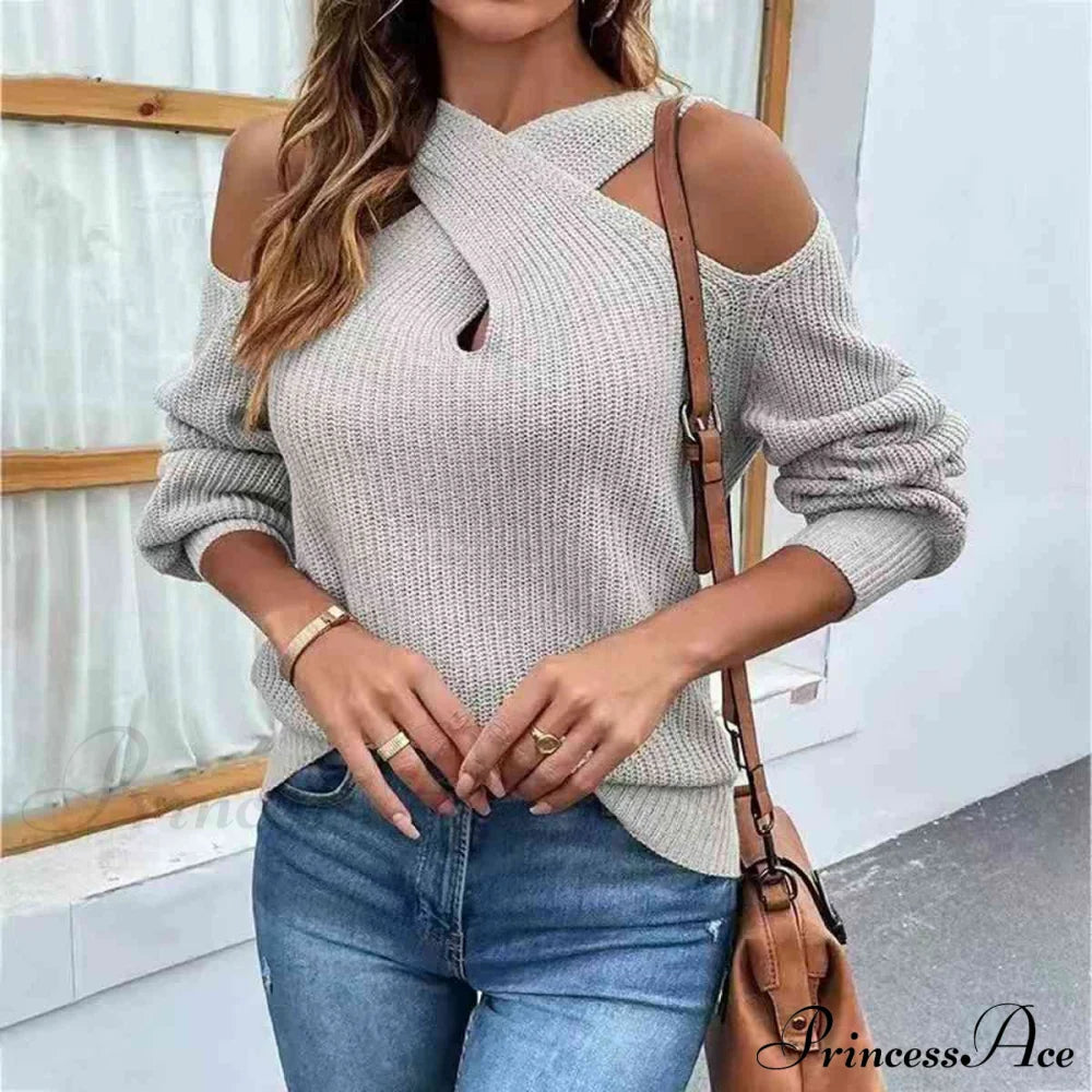 Crisscross Cold-Shoulder Sweater