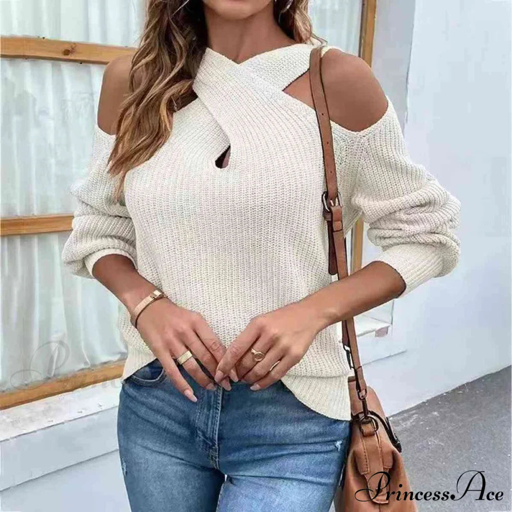 Crisscross Cold-Shoulder Sweater
