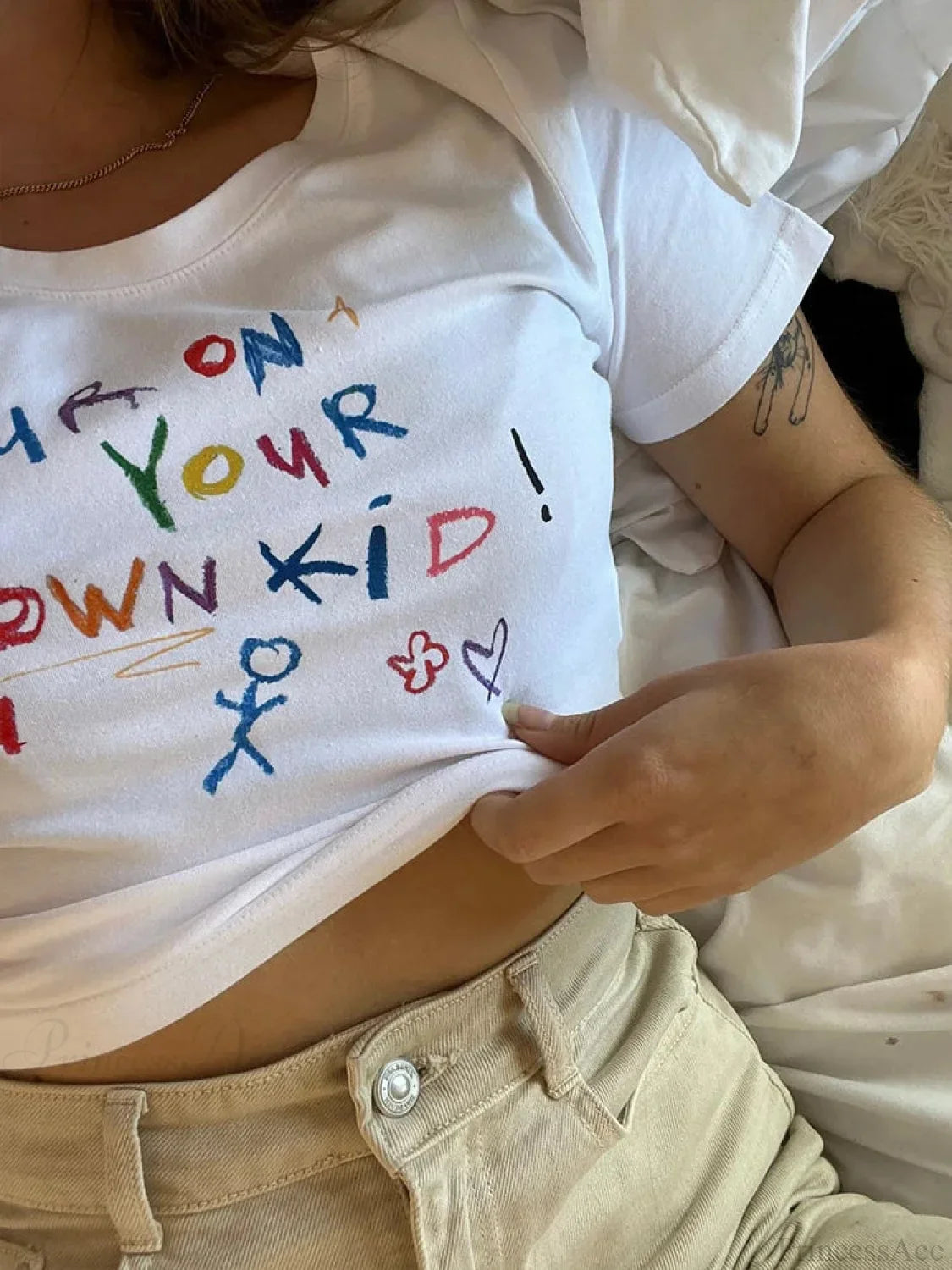 Cute Letter Print Crop Top T-shirt
