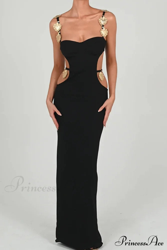 Cutout Slit Back Cami Dress with Contrast Detail