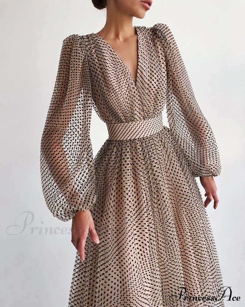 Deep V-Neck Big Hem Dresses