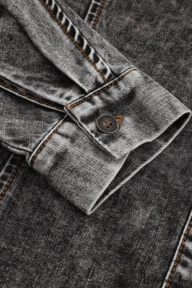 Denim - Jacket Puff Button-Up Arm Black