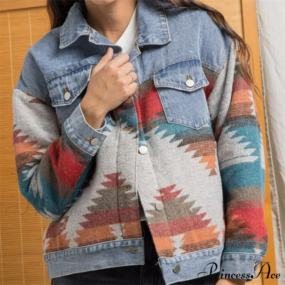 Denim Stitched Wool Coat