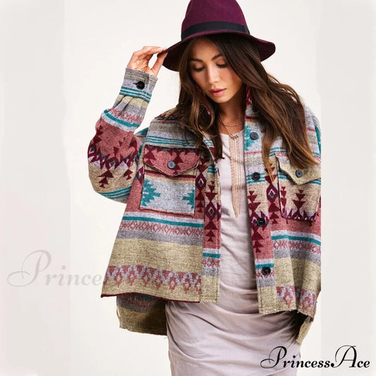 Denim Stitched Wool Coat