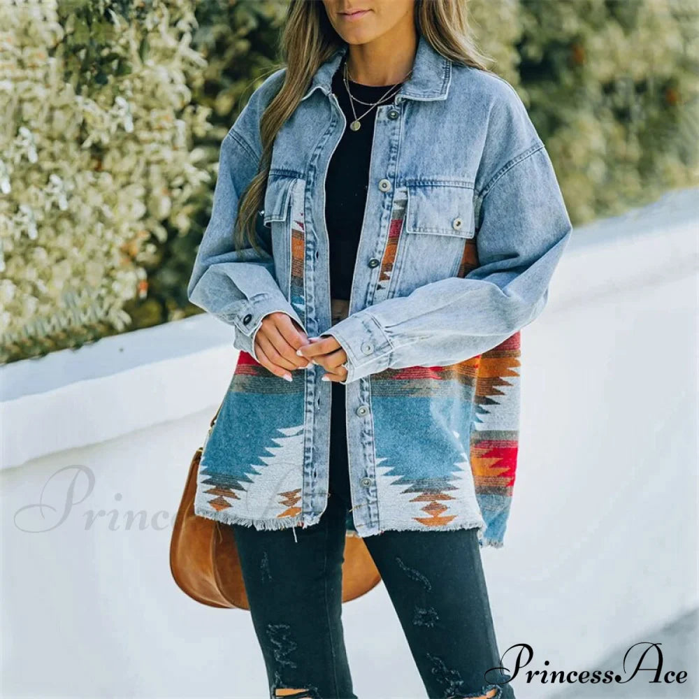 Denim Stitched Wool Coat