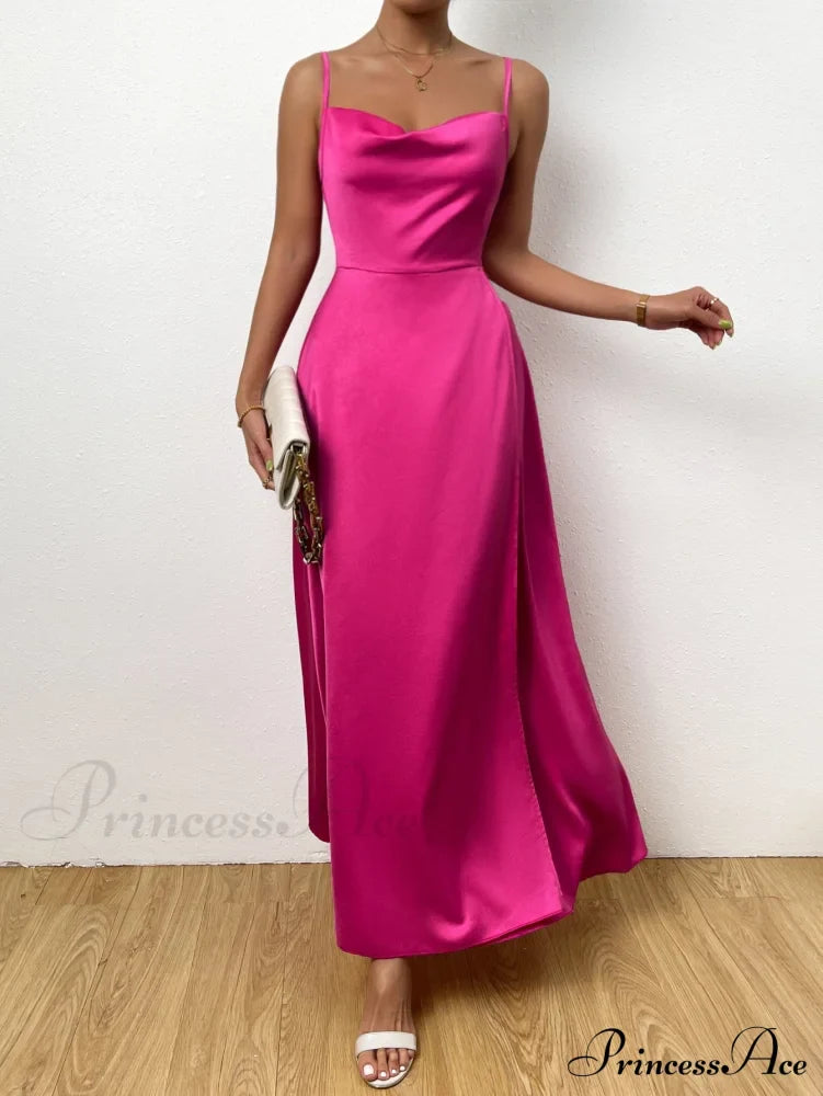 Draped Collar Wrap Hem Cami Dress