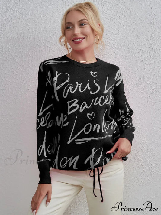 Drawstring Round Neck Sweater