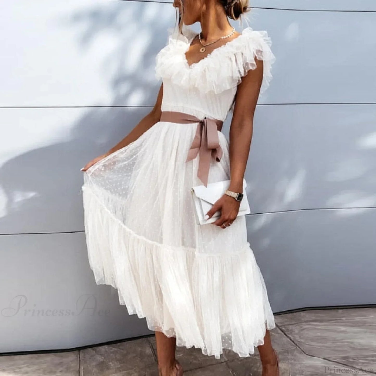 Elegant Crochet Lace Patchwork Flower Dress