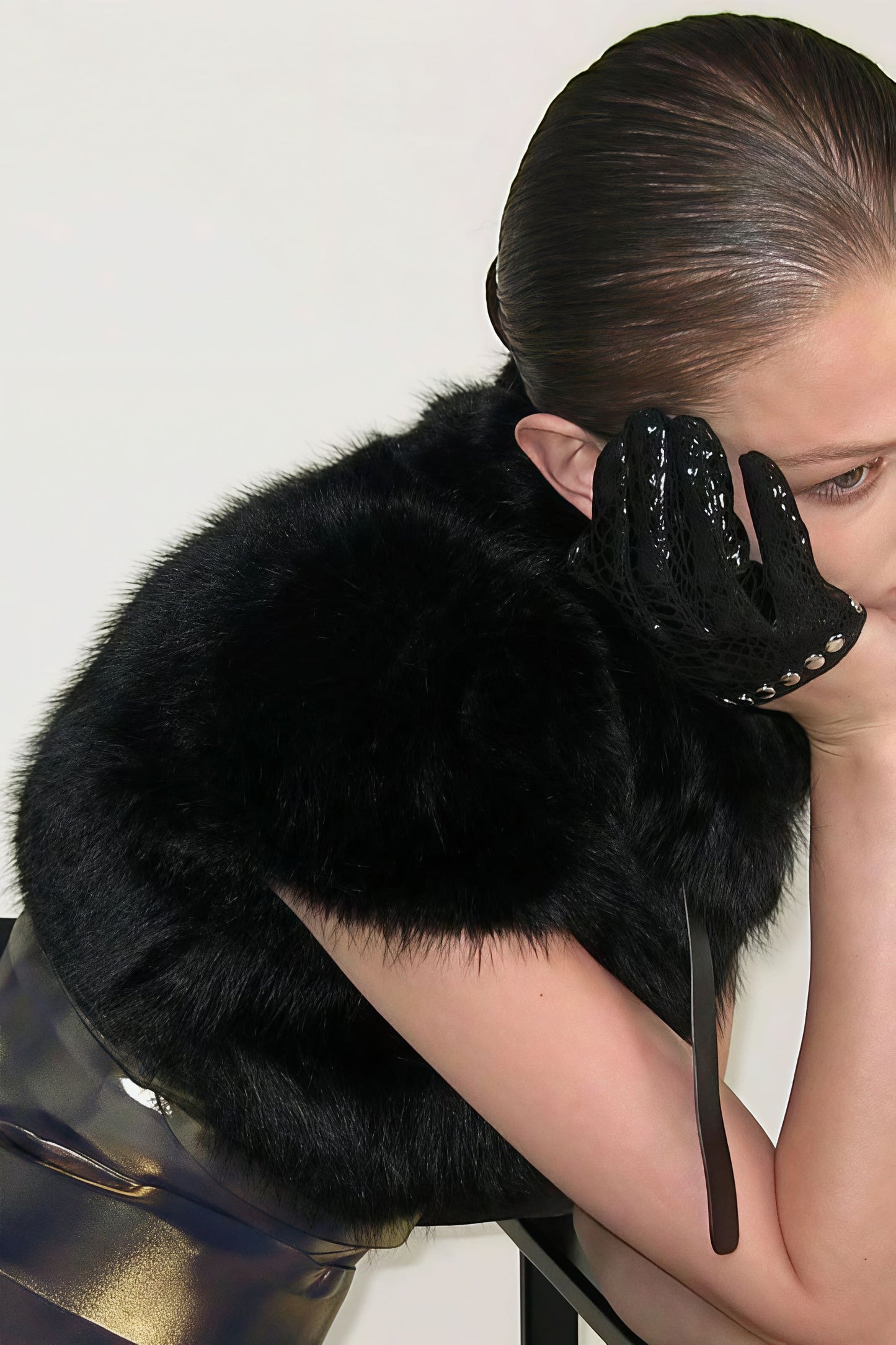Solid Sexy Fuzzy Cropped Tie-front Vest