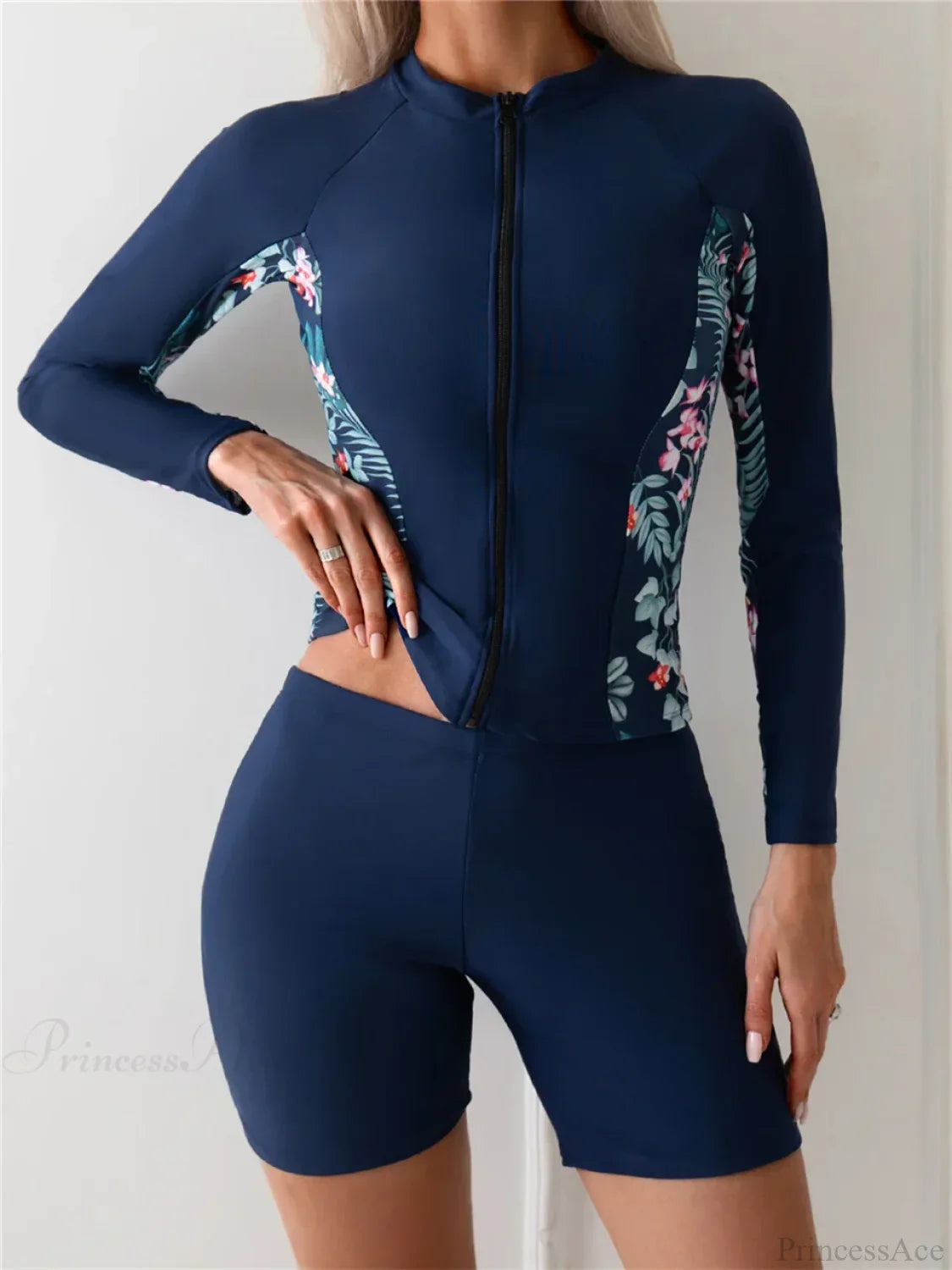 Floral Rashguard Surf Suit Two Piece Set