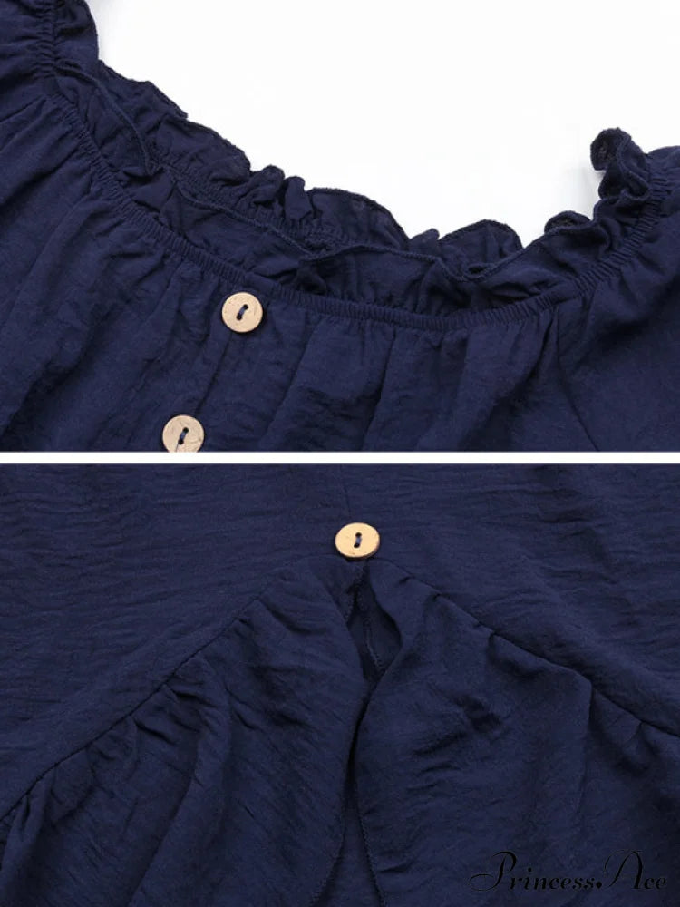 for Gown Shoulder One Ruffle Blue Irregular Women